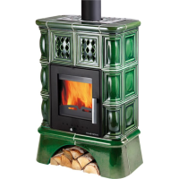 HAAS+SOHN - TREVISO II s výměníkem - kachlový sokl, černá/zelená kachle