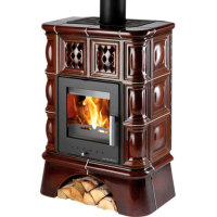 HAAS+SOHN - TREVISO II s výměníkem - kachlový sokl, černá/hnědá kachle