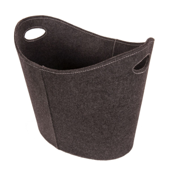 Koš na dřevo plstěný oválný, šedý