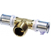 Lisovací T-kus s vnějším závitem pro vícevrstvé trubky Pex-al-pex COMISA 40 x 5/4mm